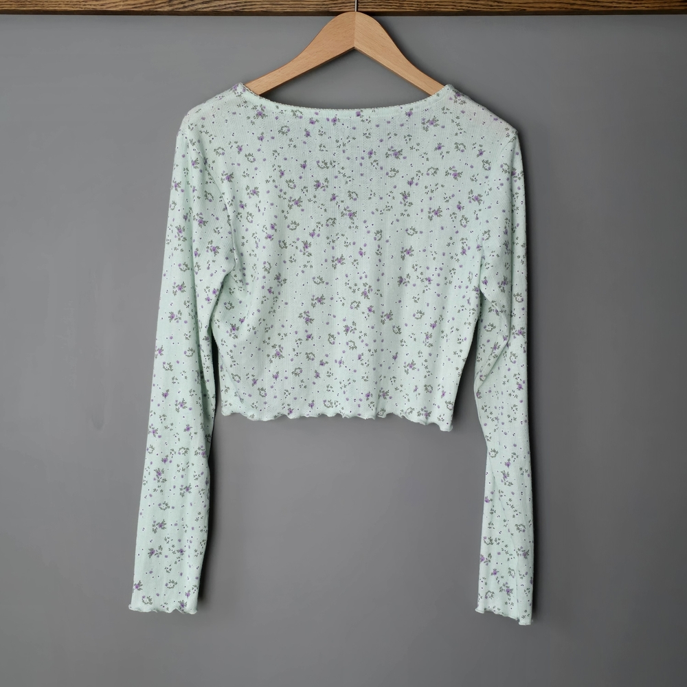 No Boundaries Mint Green Floral Two-Piece Pajama Set - Picture 3 of 4